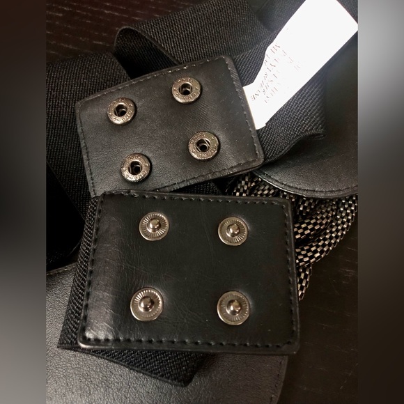 Vintage Plus Size Black Stretch Belt Silver Twisted Rope Metal Snake Corset - Picture 6 of 8